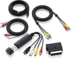CSL - USB 2.0 garso ir vaizdo įrašymo įrenginys su priedų rinkiniu Nauja programinė įranga "Windows 11" - VHS - vaizdo adapteris redagavimui po apdorojimo - paauksuoti kontaktai