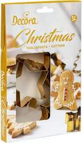 Decora 0255410 Kalėdinių sausainių pjaustytuvai pagaminti iš paauksuoto plieno plastiko, idealus rinkinys cukrinei arba guminei masei dekoruoti Pagaminta Italijoje Originalaus dizaino, 5 vnt.