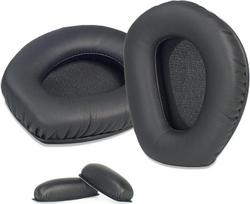 defean Pakaitiniai ausų įdėklai, suderinami su "Sennheiser RS 165/175/185/195 HDR" ausinėmis, aukščiausios kokybės dirbtinė oda, juodi (ausų įdėklai + galvos juosta)