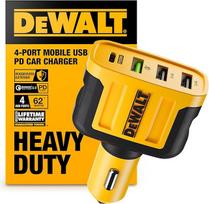 DEWALT USB C automobilinis įkroviklis, 60 W 4 prievadų greitojo įkroviklio adapteris, C tipo automobilinis įkroviklis, suderinamas su "iPhone 16/15/Samsung", USB cigarečių žiebtuvėlio įkroviklis