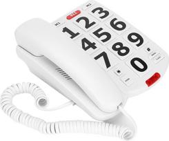 Didelis mygtukų telefonas, fiksuotojo ryšio telefonas su lengvu senjorų telefonu, namų laidinis senjorų telefonas, skaitomi mygtukai ir itin garsūs skambėjimo signalai