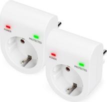 DIGITUS DN-95400 - Apsaugos nuo viršįtampių adapteris - 2 vnt. - 16A / 230V / 50Hz - Maksimali galia 3500W - LED būsenos indikatorius - Maksimali nuotėkio srovė 13500A - Baltas