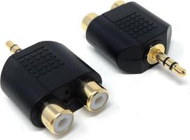 DRUT 2 pakuotės 3,5 mm stereofoninės jungties kištukas į du RCA Phono monofoninius daliklius arba kombinatorius Garso adapteris auksinis/juodas