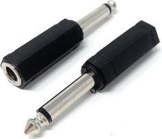 DRUT 2 vnt. 6,35 mm 1 4 monofoninio lizdo vyriškos ir 6,35 mm 1 4 stereofoninio lizdo kabelio keitiklio adapteris juodas