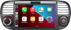 Dvigubas DIN automobilinis radijo imtuvas, suderinamas su "Android" belaidžiu "Carplay", skirtas "Fiat 500" 2007-2015 m. IPS "Bluetooth/FM/AM radijas/USB/EQ (juodas)