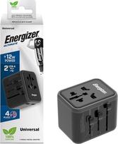 ENERGIZER - Tarptautinis adapteris - Prancūzija/Europa/JAV/UK/AU - 2 USB-A lizdai - 12 W - Juodas