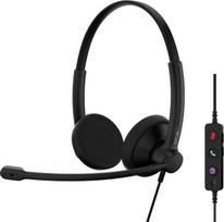 EPOS Impact 100 MS Teams Stereo USB-C+A ausinės su mikrofonu, sertifikuotos "Microsoft Teams", triukšmo slopinimas, lengvas dizainas, USB adapteris, UC verslo ausinės, minkštos ausų pagalvėlės, juodos spalvos