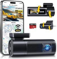 GKU 4K + 2.5K prietaisų kameros automobilio priekinė galinė kamera su 5GHz WiFi, prietaisų kameros su 64G SD kortele, STARVIS naktinis matymas, 1,5 colio IPS ekranas, GPS automobilinė kamera, 24 val. parkavimo stebėjimas, 360° pasukama, maks. 512GB
