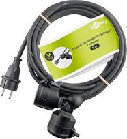 goobay 65434 Lauko dvigubas ilgintuvas / Lauko maitinimo kabelis / 2 "Schuko" kištukiniai lizdai su apsauginėmis sklendėmis (IP44) / 3680 W, 250 V (AC) ir 16 A / 5 m
