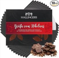Hallingers 10 x Kalėdų Senelio sveikinimai - rankų darbo pieninis šokoladas su apelsinais ir cinamonu, be alkoholio (dėžutė) - velykinės dovanos, velykinis krepšelis, velykiniai kiaušiniai ir velykinės dekoracijos |