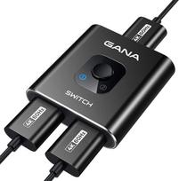 HDMI jungiklis HDMI skirstytuvas 4K60Hz, GANA itin plonas aliuminio dvikryptis HDMI jungiklis 2 in 1 Out arba 1 in 2 Out HDMI skirstytuvas palaiko UHD 4K, skirtas Xbox PS4 HDTV Blu-Ray DVD
