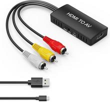 HDMI zu RCA Konverter, HDMI zu AV 3RCA CVBs Composite Video Audio Konverter Adapter für alte TV kompatibel PAL/NTSC für Roku, Android TV Box, DVD usw