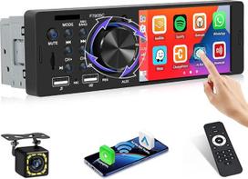 Hikity 1 DIN automobilinis radijas su 4 colių IPS jutikliniu ekranu Laidinis Carplay Android automobilinis radijas su mygtukais Bluetooth 5.1 automobilinis radijas Mirror Link FM RDS EQ 2USB AUX TF kortelė Mikrofonas atbulinės eigos kamera