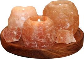Himalajų druskos svajonės 4041678004040 Druskos kristalų arbatos žibintų laikiklių rinkinys 2 x 400 g, 1 x 700 g medinė lėkštelė ir druskos gabaliukai