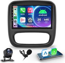 Hodozzy 2G 64GB "Android" automobilinis radijas "Opel Vivaro B" 2014-2018 / "Renault Traffic 3" 2014-2021 Belaidis "Carplay Android" automobilis, 2 DIN 9 colių jutiklinis ekranas su palydovine navigacija DSP "Bluetooth" "WiFi" RDS radijas atbuline eiga