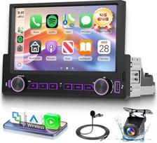 Hodozzy 4G 64GB Android automobilinis radijas 1 DIN su belaidžiu Carplay Android automobilis, 7 colių jutiklinis ekranas 1 DIN automobilinis radijas su navigacija WLAN Bluetooth Mirror Link FM/RDS radijas DSP Split Screen 2USB Type C SWC