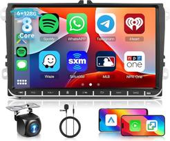 Hodozzy 6G+128G 8 branduolių Android automobilinis radijas VW Passat B6 Golf 5/6 Touran T5 Tiguan Polo Jetta Seat Skoda su Bluetooth GPS 9 colių jutiklinis ekranas su Wireless Carplay Android Car WiFi Canbus DSP RDS