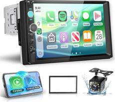 Hodozzy Automobilinis radijas 1 DIN su belaidžiu "Carplay" ir "Android", 7 colių IPS ekrano automobilinis radijas, palaikantis "Bluetooth" FM radiją, USB/TF/AUX/Video išvestis/"YouTube" atbulinės eigos kamera