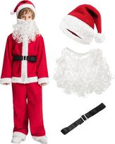 IKALI Kinder Santa Kostüm Weihnachten Mädchen Jungen Weihnachtsmann Kostüm Kleid Outfit mit Hut Schuhe Deckung 3-10 Jahre