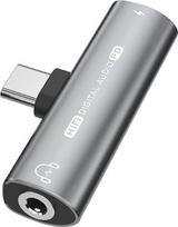 INF USB C į 3,5 mm ausinių įkroviklio adapteris, skirtas įrenginiams su USB-C moteriškos giminės jungtimi, palaiko muzikos atkūrimą 5 cm 1 x adapteris (pilkas)