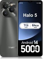 invens Halo 5 Smartphone Ohne Vertrag - 7GB(4+3)+64GB /256GB Android 14 Handys, 6,52 Zoll Bildschirm 5000mAh Handy Günstig, 16MP+8MP Kamera, 4G Dual SIM/Face ID/GPS/3.5mm Jack Graphitgrau