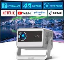 Išmanusis 4K namų kino projektorius [Netflix Ready & 30000L] VOPLLS automatinio fokusavimo/trapezoidinės korekcijos 3D Dolby garso projektorius, WiFi6 Bluetooth Full HD 1080P projektorius lauke mobiliajam telefonui/kompiuteriui