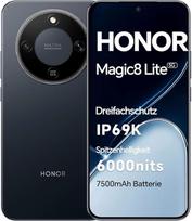 Išmanusis telefonas "HONOR Magic8 Lite" 5G, 6,79 colių 120 Hz AMOLED ekranas, IP68/IP69K apsauga nuo vandens ir dulkių, 8 + 256GB, 7500 mAh, 108 MP megapikselių fotoaparatas su OIS, dvi SIM kortelės (juoda, 256, GB, 8)