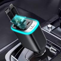 Ištraukiamas automobilinis įkroviklio adapteris USB C 4 in 1, 78 W automobilinis cigarečių žiebtuvėlio telefono įkroviklis su ištraukiamais laidais, USB C lizdas, suderinamas su "Android", "Samsung Galaxy