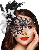 IYOU Moterų maskarado kaukė Plunksnų kaukė Juoda Mardi Gras kaukės Venecijos Prom kostiumas Kamuolys Metalinė akių kaukė moterims ir mergaitėms