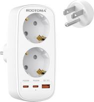 JAV kištukas, Kanados kištukas su 3 USB PD 20W ir QC 3.0) JAV adapteris Dvigubas lizdas (B tipas) Suderinamas su JAV, Tailandu, Meksika, Kanada
