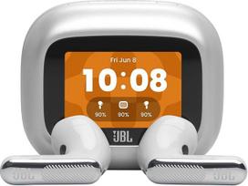 JBL Live Flex 4, Kabellose Noise-Cancelling-Ohrhörer, Hi-Res Audio, Smart Charging Case, Bluetooth, 50 Std. Akkulaufzeit, IP54 wasserdicht, Silber