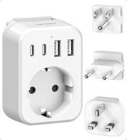 JSVER kelioninis adapteris visame pasaulyje, tarptautinis kelioninis kištukinio lizdo adapteris su 4 USB prievadais (2 USB C ir 2 A), C/G/B tipo kištukinis adapteris JAV/Meksikoje/Europoje/UK/HK