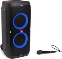 Juoda "JBL PartyBox 310" - nešiojamasis ir riedantis "Bluetooth" vakarėlių garsiakalbis su šviesos efektais - atsparus purslams mobilusis muzikos langelis su baterija