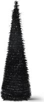 Juoda Helovino eglutė Pop Up Tinsel Collapsible Pencil Kalėdų eglutė plona su stendu, skirta namų buto atostogų vakarėliui Helovinas Indoor Outdoor 5ft