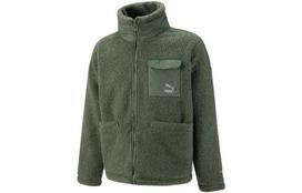 PUMA Velvet Jackets Unisex Green Stand Collar Thickened And Fleece Lined 539570-64 XL