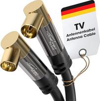 KabelDirekt 3 m koaksialinis antenos kabelis su 90° kampu (nuo vyriškos iki moteriškos lyties, 75 Om, skirtas televizijai, HDTV, radijui, DVB-T2, DVB-C, DVB-S) PRO serija