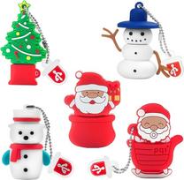 Kalėdinė USB atmintinė 16GB (5 vnt.) Naujųjų metų dovanos šeimai ir draugams, "BorlterClamp" miela Kalėdų Senelio Snieguolės Kalėdų eglutės stiliaus USB atmintinė