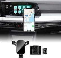 KUNGKIC Automobilinis mobiliojo telefono laikiklis Reguliuojamas automobilinis telefono laikiklis, suderinamas su VW Volkswagen 2020-2023 Golf 8 GTI MK8 Priedai Interjero 360° pasukimas Cinko lydinys ABS (juodas)