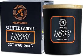 Kvapnioji žvakė "Whisky" 200 g - aromatinė žvakė su čiobrelių eteriniu aliejumi - aromaterapinė sojų vaško žvakė - kvapnioji žvakė namams - kvapnioji žvakė stiklinėje - žvakės kambario kvapui - dovana vyrams