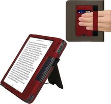 kwmobile Apsauginis dėklas, suderinamas su "Kobo Kobo Libra Colour" / "Tolino Vision Colour" Flip Case - dangtelis su dirželiu rankai - Heart Brush Dark Red