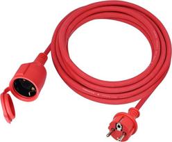 Lauko ilgintuvas 4 m, skirtas naudoti lauke, guminis ilgintuvas su "Schuko" kištuku, IP44 ilgintuvas, 3G 1,5 mm² kabelis, lauko elektros kabelis, su apsauginiu dangteliu, 3500 W, raudonos spalvos