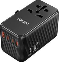 LENCENT 140 W universalus kelionių adapteris visame pasaulyje, pasaulinis kelionių kištukinis adapteris su 3 USB A ir 1 USB C, tarptautinis kištukinis adapteris Japonijai, Tailandui, JAV, Anglijai, Australijai