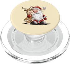 Lustiges Rentier Weihnachtsmann Cartoon Motiv Winterzeit PopSockets PopGrip für MagSafe
