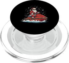 Lustiger Weihnachtsmann auf einem Jetski PopSockets PopGrip für MagSafe