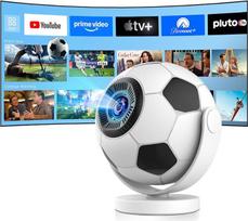 Mini projektorius palaiko 4K 2026, išmanusis projektorius "Android" 14.360° futbolo motyvas, nešiojamasis išmanusis projektorius su "WiFi 6" ir "Bluetooth 5.4", nešiojamasis automobilio raktas, mažas mobiliojo telefono projektorius, namams