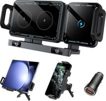 Mobiliojo telefono laikiklis automobiliui, skirtas "Galaxy Z Fold" 6 5 4 3 2 su įkrovimo funkcija 15 W dvigubos ritės QC 3.0 greitasis belaidis įkroviklis automobilis, skirtas "Z Fold", gali automatiškai suktis ant automobilio laikiklio Belaidžiai automob