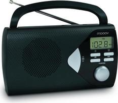 MOOOV 477205 Mažas FM-AM radijo imtuvas su dideliu ekranu/laikrodžio funkcija/baroko laikrodžiu - tranzistorinis radijo imtuvas su garsiakalbiu, maitinimo kištuku arba baterijomis - juodas