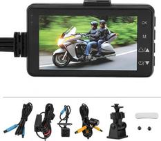 Motociklų fotoaparatas Motociklų Dash Cam 1080P HD dvigubo objektyvo vaizdo įrašymo įrenginys Motociklų veiksmų kamera, 3 colių LCD ekranas, IP68 atsparus vandeniui, įmontuotas labai jautrus mikrofonas