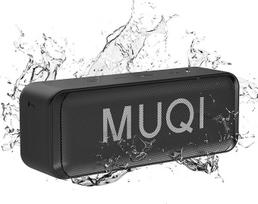 MUQI "Bluetooth" garsiakalbis, muzikos dėžutė su IPX7 atsparumu vandeniui, belaidės dėžutės, 10 W stereofoninio garso intensyvus bosas, 24 valandų atkūrimo laikas, įmontuotas mikrofonas, nešiojama dėžutė namams, lauke (juoda)