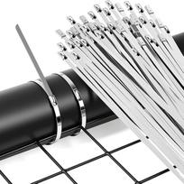 Nerūdijančio plieno kabelių raiščiai, metaliniai kabelių raiščiai, 19 mm x 1 m, plieninė juosta, šilumos apsaugos juosta, išmetimo juosta, 10 stiprių kabelių raiščių, metaliniai kabelių raiščiai laivams, elektrai, kompiuteriams, elektros instaliacijai